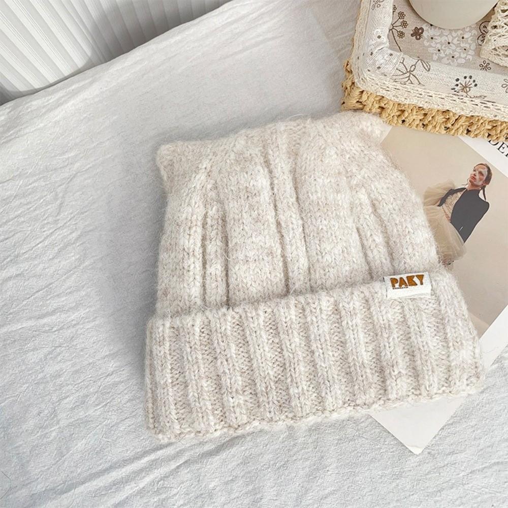 Wool Knitted Pullover Hat Y2k Women Beanie Hats Casual Cat Ears Hat Girls