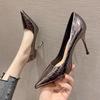 Женская обувь на каблуках, туфли-лодочки с острым носком, тонкий каблук, формальные, черные слипоны со скидкой, оригинальный бренд, оптом, новинки
