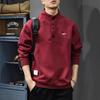 Осенний тяжелый полуоткрытый свитер поло с воротником-поло, мужская американская модная брендовая вышитая верхняя одежда, свободный пуловер с длинными рукавами, повседневная куртка
