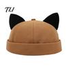 Lightweight Fashion Hat for Women Brimless Cat Ear Hat, Cute Docker Cap, Adjustable Skullcap, Stylish Outdoor Travel Cap Sailor Men Street Casual Wear