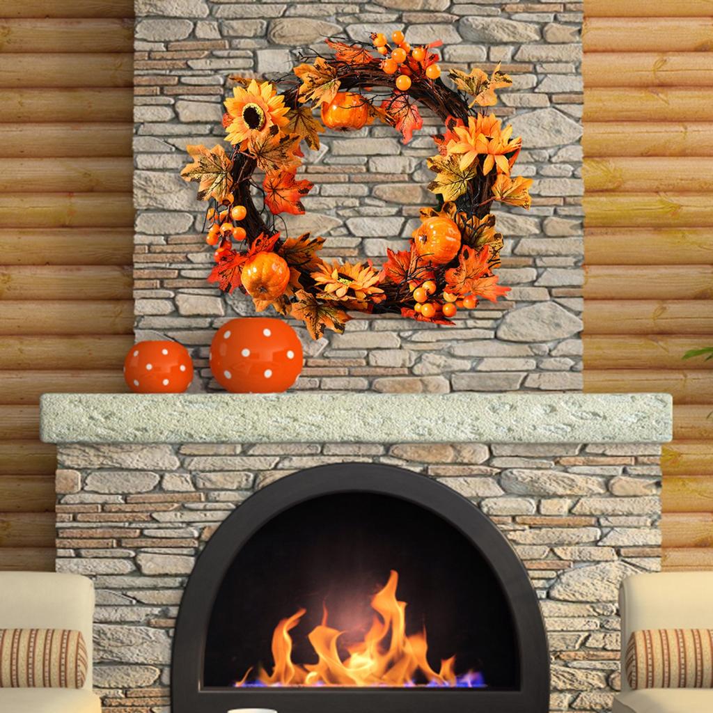 Хэллоуин Осеннее украшение для дома Подсолнух Ягода Дверь Подвесной висячий круг День благодарения Кленовый лист Венок Украшение