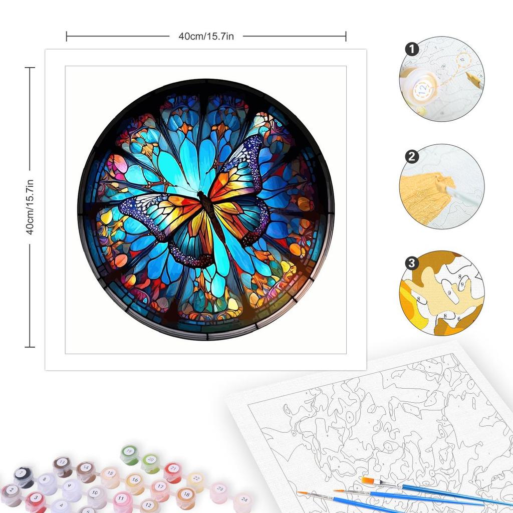 Frame Painting By Numbers Kits Butterfly Colorful Picture With Numbers On Canvas Acrylic Paint With Brushes Kits For Diy Gift 40x40