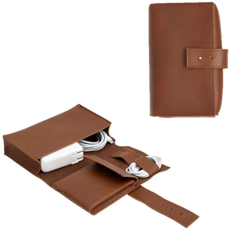 1 шт. Органайзер из искусственной кожи с несколькими отделениями - Портативный чехол для школьных принадлежностей и техники для кабелей, зарядных устройств, ручек - Прочный дорожный органайзер