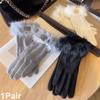 1 Pair of Suede Leather Imitation Mink Fur Deer Skin Touch Screen Protector Warm Gloves for Winter
