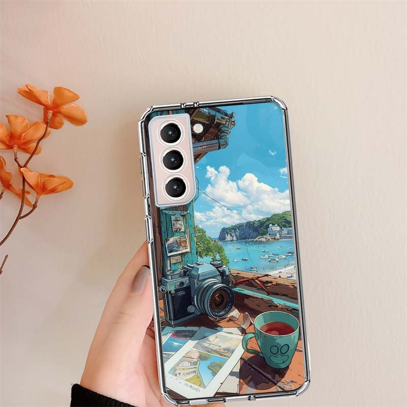 Camera and Souvenirs With Scenery Clear Phone Cases for Samsung S26 Ultra Galaxy S25 Edge S24 S23 FE S21 Plus S20 S22 S10 Cover