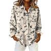 Женская рубашка с пуговицами с цветочным принтом, повседневная рубашка с длинными рукавами, блузки, повседневные базовые топы больших размеров