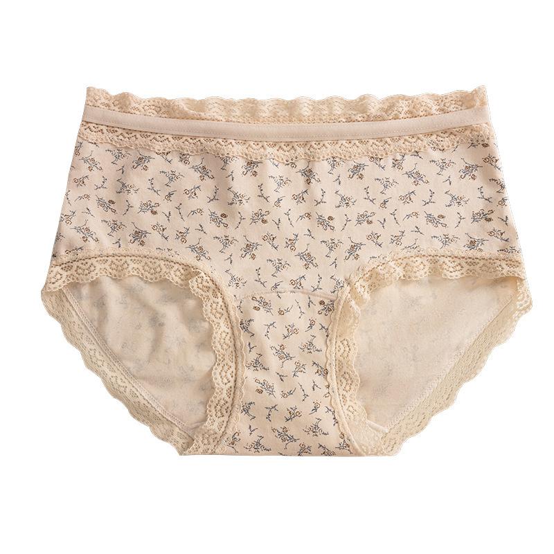 Pastoral Girl Antibacterial Mid-Waist High Elasticity Triangle Panties for Women - Soft & Comfortable with Extended Crotch