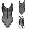 Womens One-Piece Sleeveless Front Zippered High Cut Thong Teddy Lingerie Leotard Bodysuit