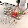 Refrigerator Storage Box with Lid Food Grade Transparent Visible Handle Design Portable Snack Box Divided Serving Tray
