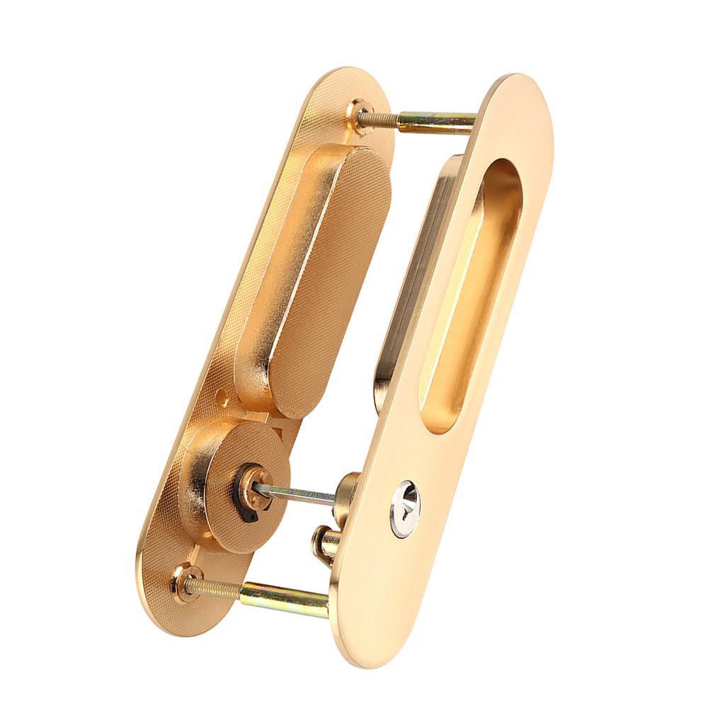 Sliding Door Lock Handle Anti Theft with Keys for Barn Wood Furniture Hardware Gold