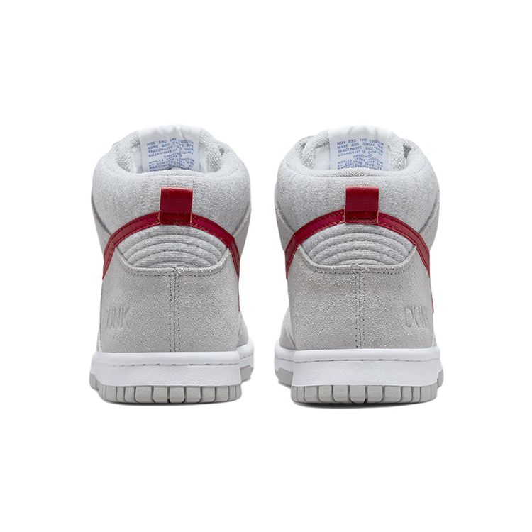 Nike Dunk High SE GS Athletic Club — Светло-дымчато-серые детские кроссовки Gym Red, белые DH9750-001