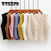 Vest Women Solid Short Loose Trendy Korean Style Sleeveless Knitted V-Neck All-match Female Coats Simple Leisure Outwear