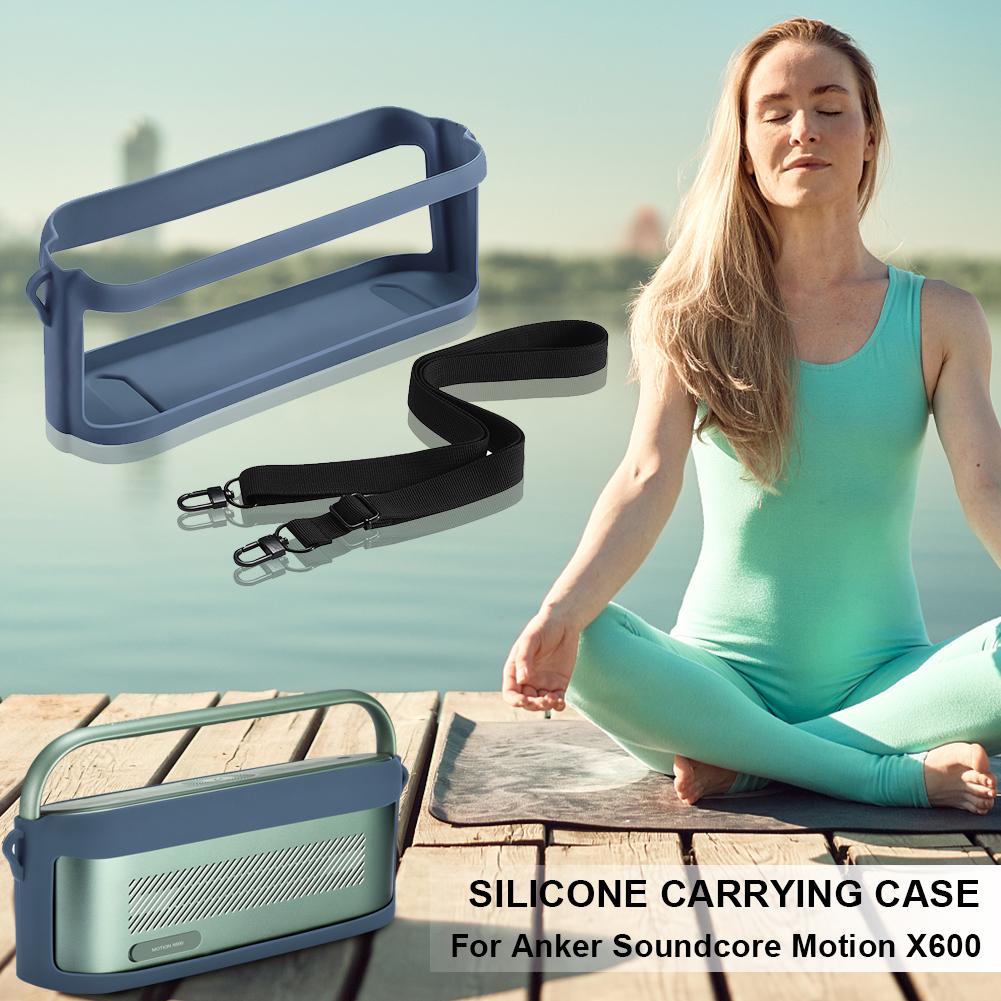 Силиконовый Чехол-Кожа Анти-падение Совместимый с Bluetooth Чехол для Динамика с Плечевым Ремешком Совместимый с Anker Soundcore Motion X600
