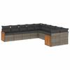 10 Piece Grey Garden Sofa Set with Cushions Poly Rattan