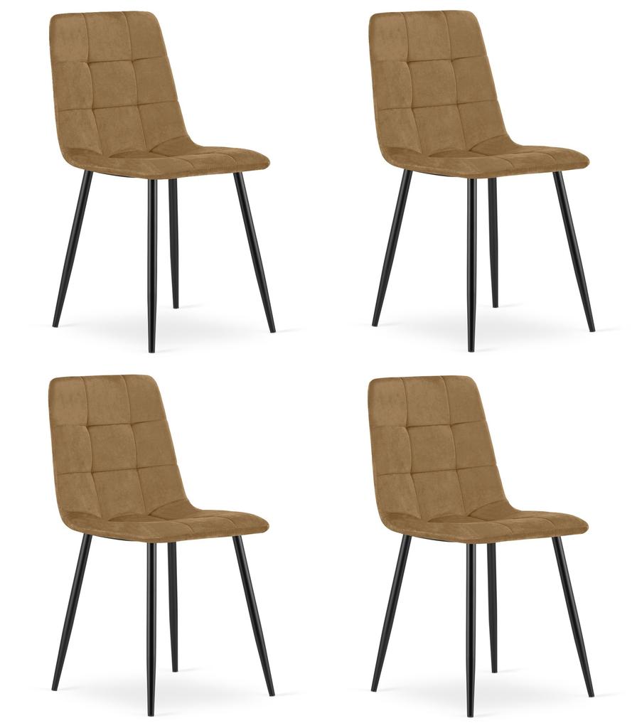 KARA chair - brown velvet / black legs x 4