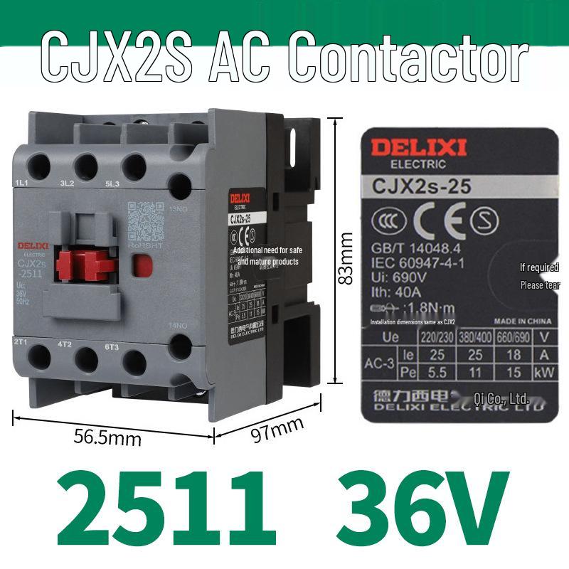 Контактор переменного тока серии DELIXI CJX2S (380В/220В/110В/36В/24В)