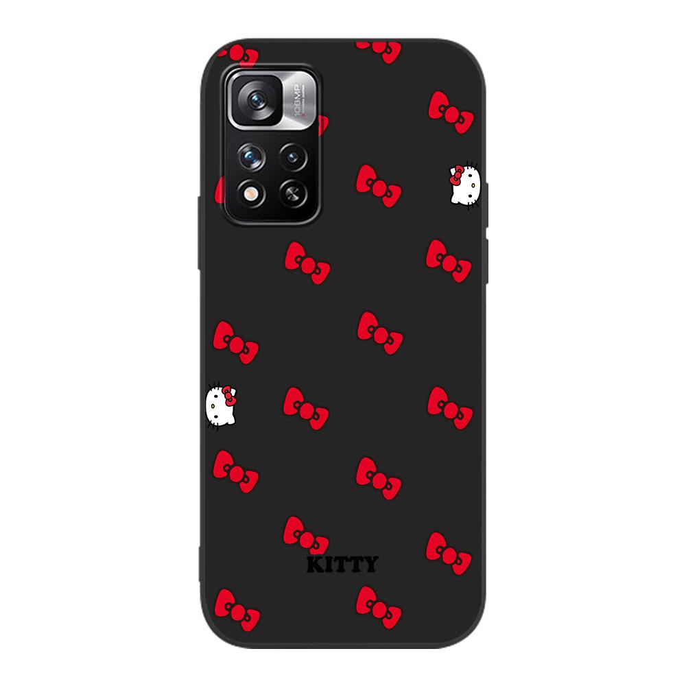 Cute Hello Kitty Case for Xiaomi Redmi 10A 10C 9C 12C 9A 9i 10 12 9 Prime 9T K40 Pro Black Soft TPU Mobile Phone Bag Cover