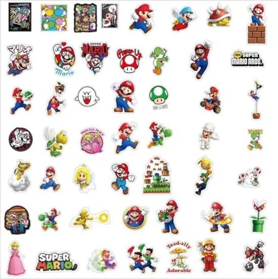 Mario Super Collection Sticker Set Anime Manga Styler 50 pieces Waterproof PVC Stickers Character Goods Accessories Popular Decorating Pictures Gifts