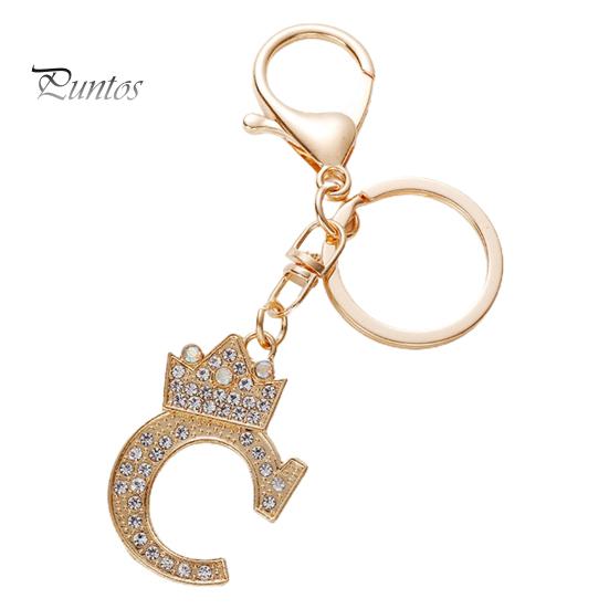 Брелок для ключей, роскошный горный хрусталь, корона, инициалы, автомобильный брелок AG, золотой брелок с 7 буквами, женский аксессуар для сумки, орнамент