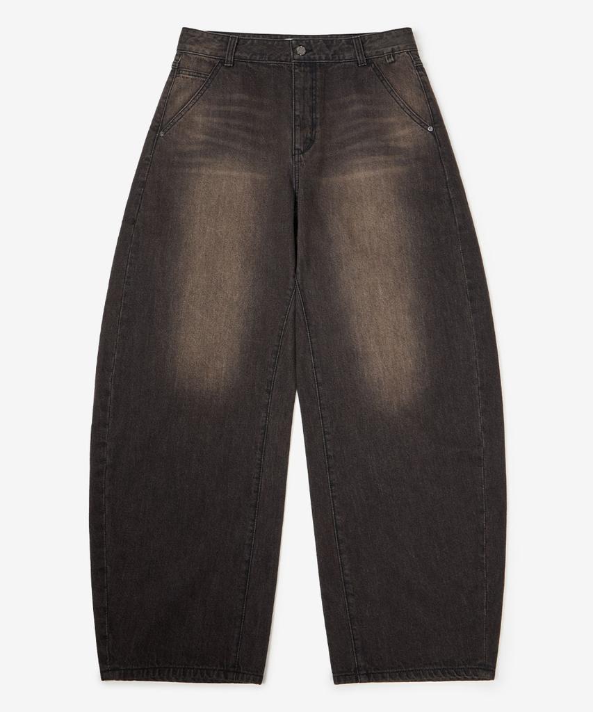 NOT ONLY FOR TODAY Curved Wide Denim Pants [Washed Black]