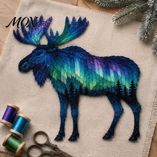 Fabric Patchwork Kit Northern Lights Wildlife Kit, DIY Animal Craft Unique Handmade Gift for Crafters Sewing Project Adults, Home Decor Relaxing