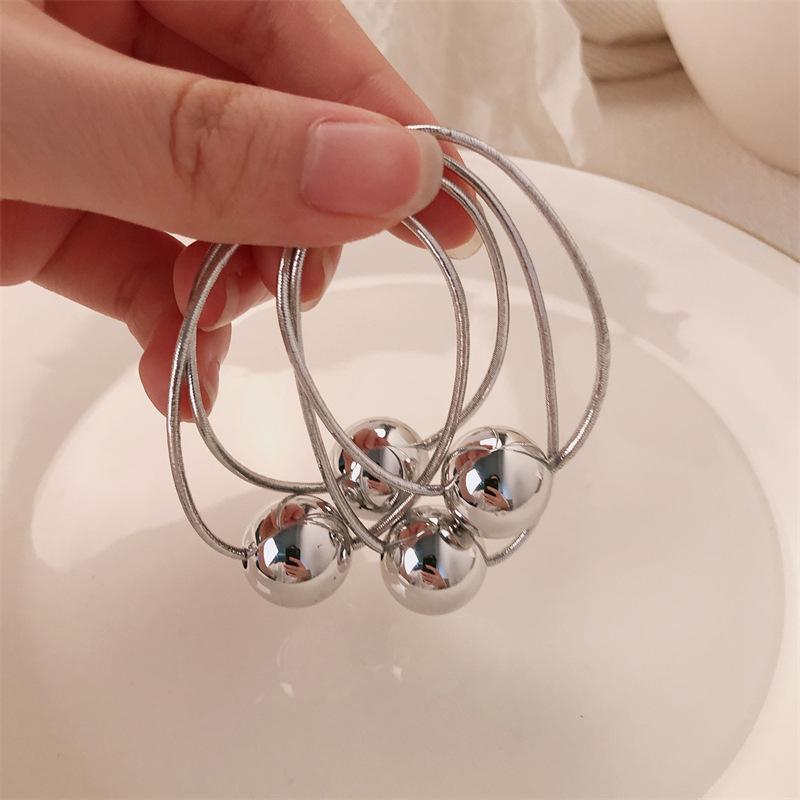 2 шт. Яркие серебряные шарики для волос, веревки для женщин и девочек, милые, универсальные, эластичные, кольца для волос, головные уборы, аксессуары для волос, подарки