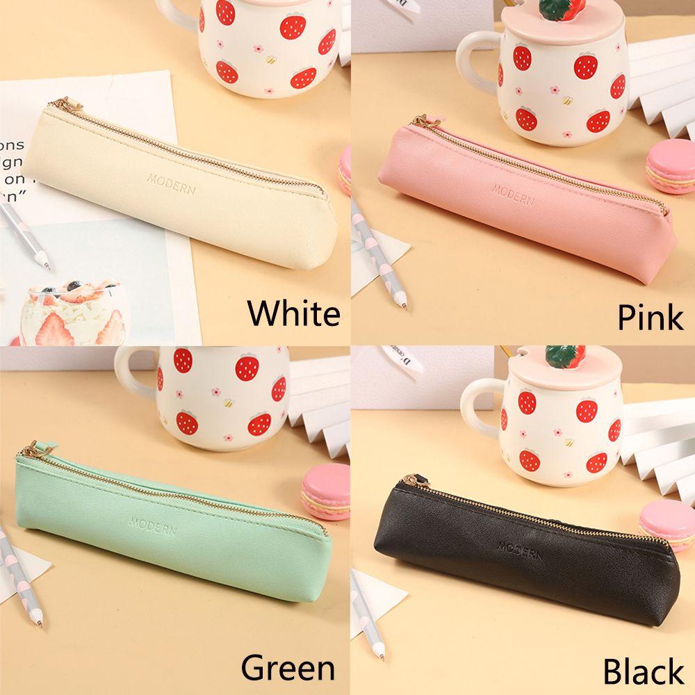 Простая сумка для хранения школьных принадлежностей из искусственной кожи, сумка для карандашей и ручек