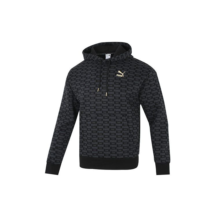 Puma Luxe Aop Hoodie With All-Over Logo Print Men Hoodie Black 534409-01