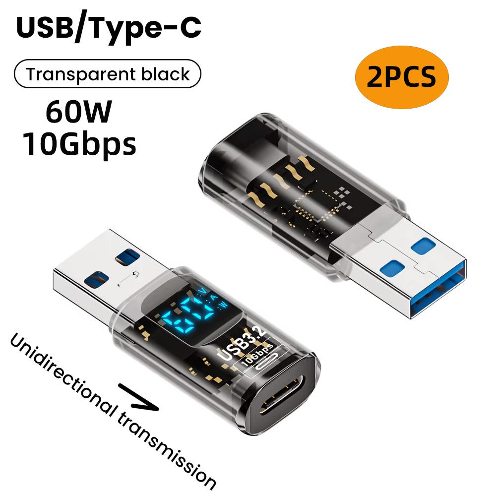 Адаптер USB 3.2 с цифровым дисплеем 10 Гбит/с USB папа на USB мама Конвертер Быстрая зарядка Передача данных Адаптер USB C для ПК Ноутбука