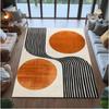 Retro Minimalist Area Rug – Orange Geometric Circle Design, Non-Slip Accent Carpet for Living Room Bedroom Decor