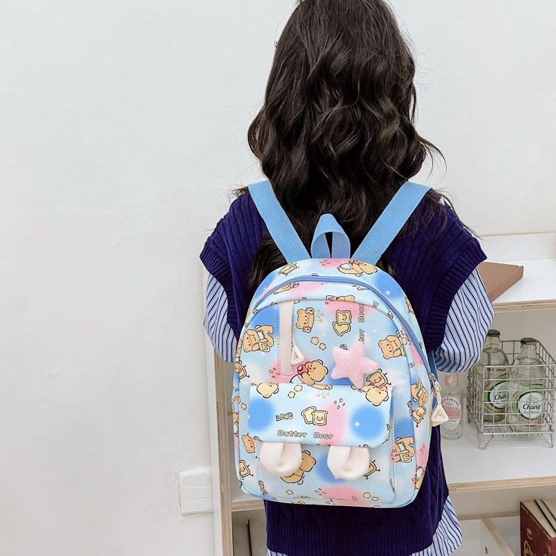 Cute Rabbit Ears Boys And Girls Backpack Cartoon Animation Bear Print Baby Schoolbag Children'S Backpack Tide