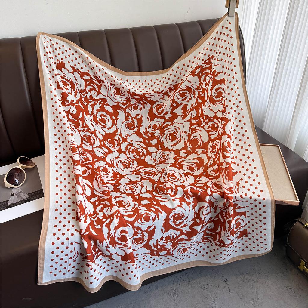 Polka Dot Small Fragrant Camellia Scarf Light Luxury Temperament Decorative Scarf Neck Protection Scarf Big Shawl Versatile Trendy