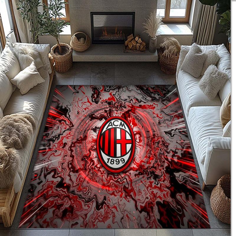 Фланелевый ковер с принтом AC Milan, нескользящий, мягкий, из полиэстера, для пола, декоративный коврик для спальни, гостиной, дивана, игровой комнаты, домашний декор