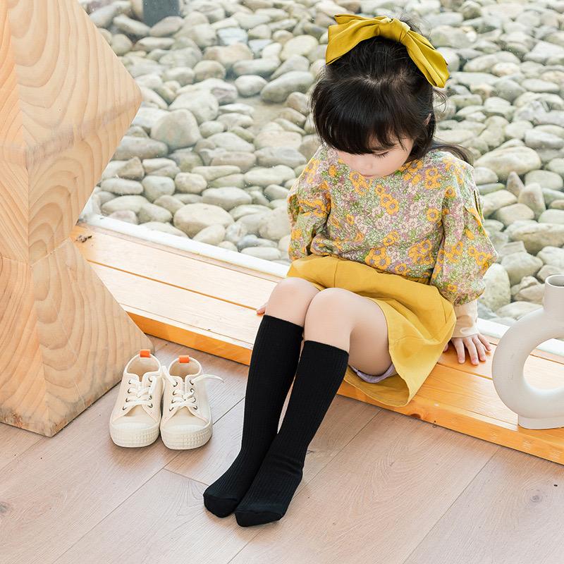 Детские носки для новорожденных, младенцев, девочек, мальчиков, гольфы для девочек, однотонные хлопковые полосатые длинные носки для детей от 1 до 6 лет