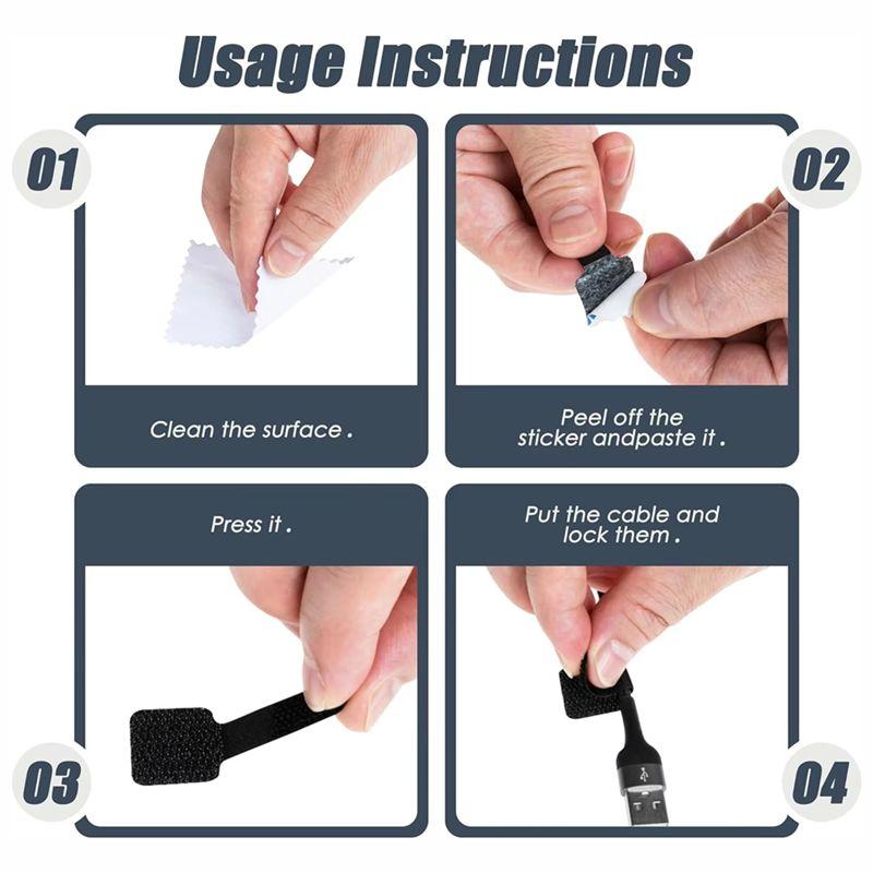 AEE2-Reusable Cable Tie Fixed Cable Organizer Rope Support Self-Adhesive Adjustable Cable Finishing Tape Desk Management'
