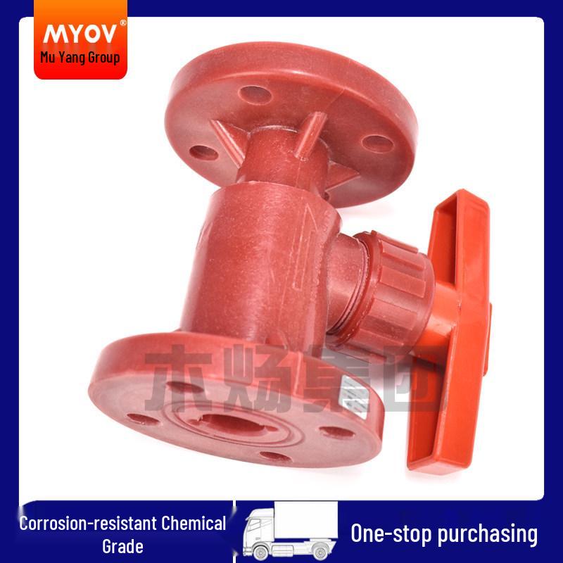 FRPP Red Plastic Corrosion-Resistant Ball Valve for Pharmaceutical and Chemical Use.
