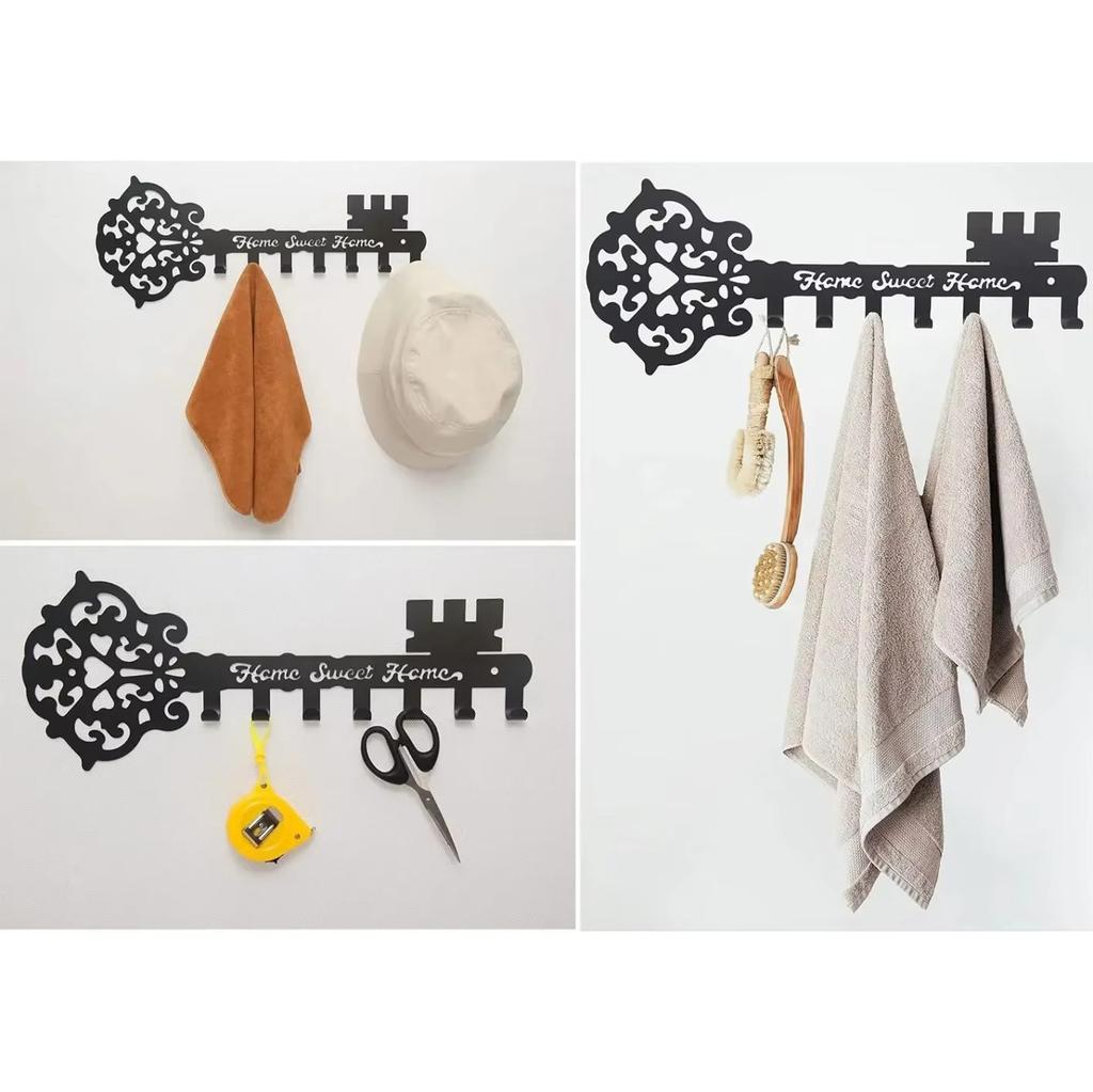 Крючки для ключей Sweet Home - настенная декоративная черная металлическая вешалка, вешалка для одежды Iron Art, крючок-органайзер для стены
