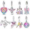 Original Copper Pink Series Compass Angel House Lighter Cat Beads Pendants Charms Fit Bracelet Necklace Jewelry