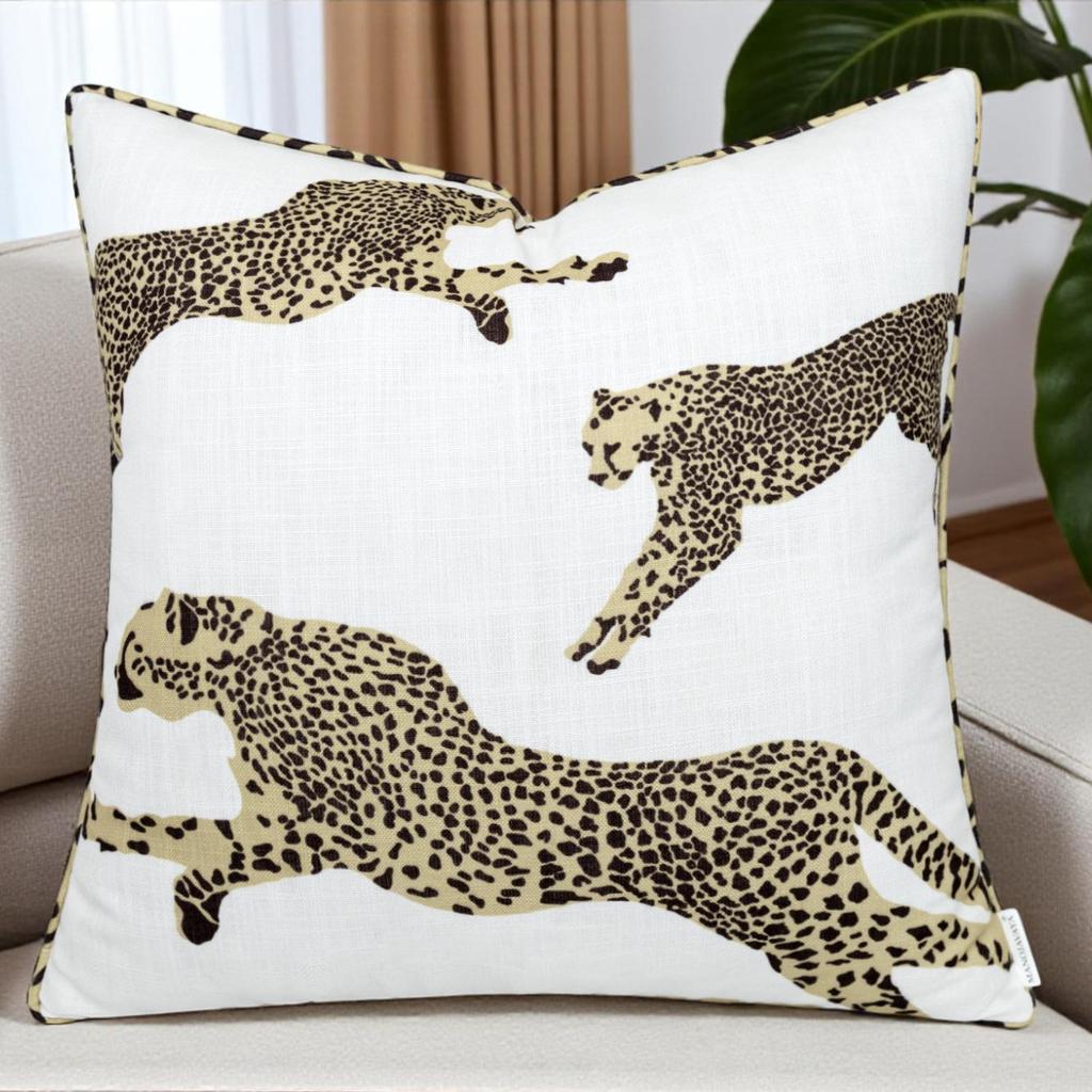 Eurasia Decor Running Leopard Printed Decorative Cushion Cover – Cotton Blend