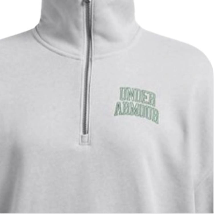 Under Armour Повседневная простая толстовка с длинным рукавом и полумолнией, воротник-стойка, женская толстовка, серый цвет 1386495-011