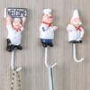 Мультяшный шеф-повар, дверная настенная металлическая вешалка, кухонная губка, щетка, крючок для посуды, органайзер