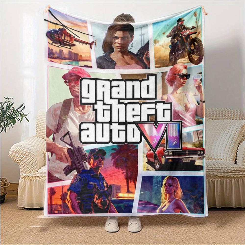 Gta Blanket Soft & Cozy Perfect for Bed Bedding Office Chair Four Seasons Universal Stylish Decor Unique Gift for Family and Friends Camping