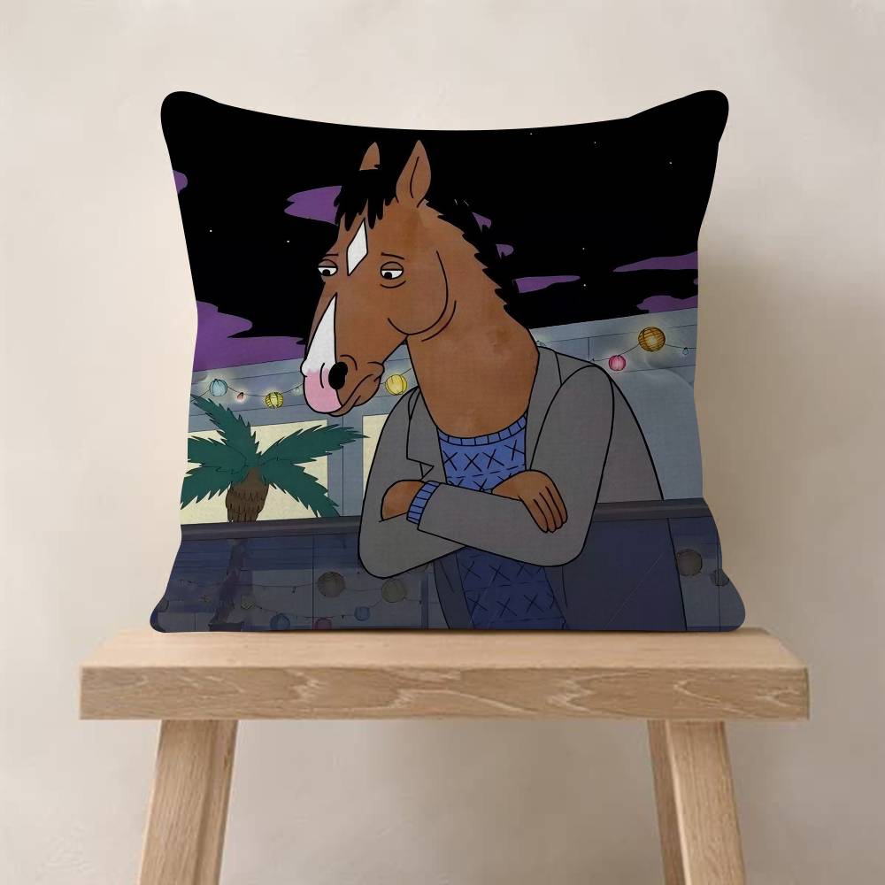 Funny Anime BBoJack HHorsemans Pillow Covers Cartoon Sofa Decorative Home Doublesided Printing Short Plush Cute Cushion