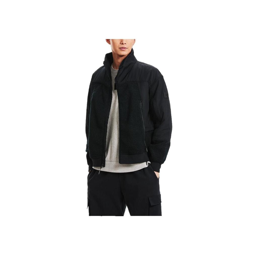 Under Armour Утепленная однотонная флисовая куртка Mission с воротником-стойкой, мужская куртка черного цвета 1378841-001