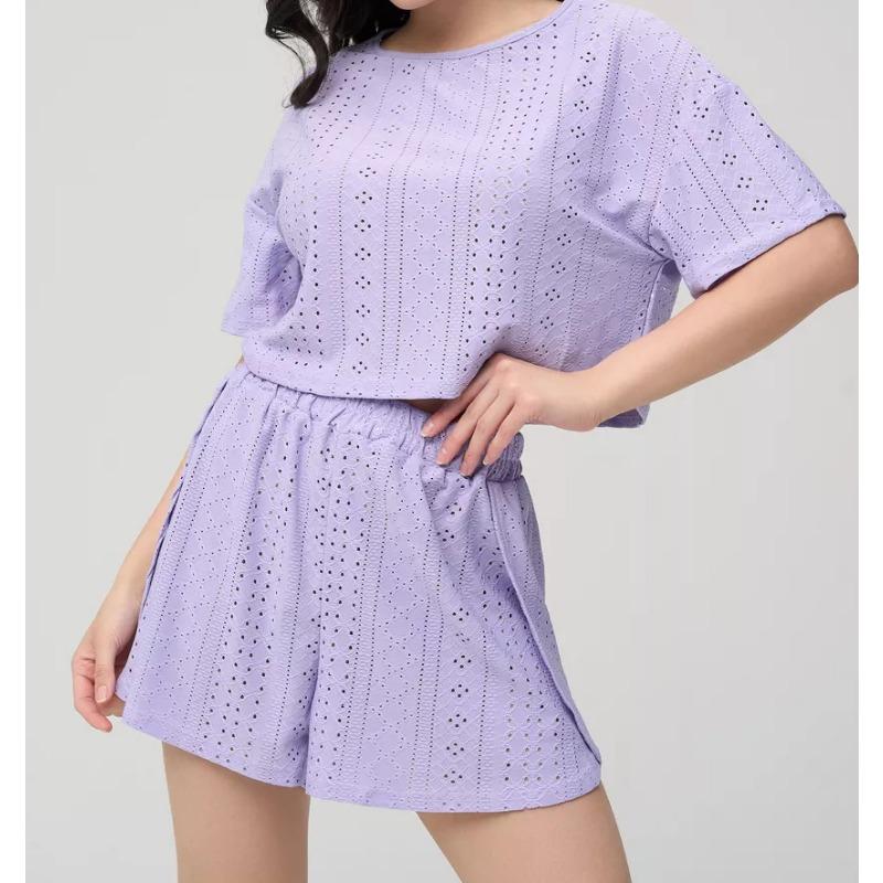 Европейский и американский трансграничный весенне-летний новый женский топ + шорты, комплект из двух предметов