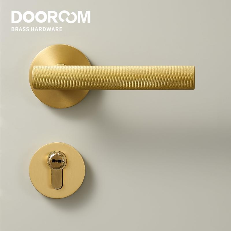 Dooroom Набор замков для дверей из латуни с накатанной поверхностью Современный Золотой Черный Внутренний Спальня Ванная Двойная Деревянная Дверь Комплект с ручкой-рычагом Заглушка Ручка