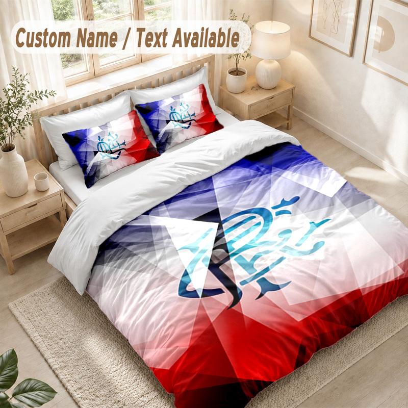 Rangers FC Bedding Set, 1 Duvet Cover & 2 Pillowcases Soft Comfortable Bedroom Home Textile Decor