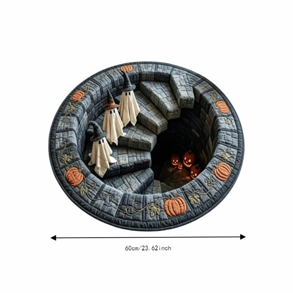 Anti-Slip Backing Halloween Area Rug Round Shape Round Floor Mat Living Room Decor