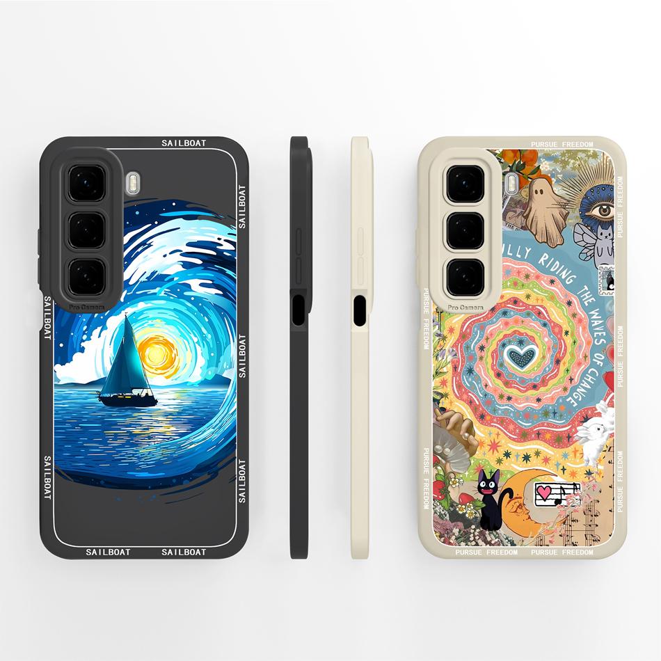 Чехол для Infinix Hot 50 Pro Plus 50i Милый Мультяшный Мягкий Жидкий Силикон Защита Камеры Чехол для Infinix Hot 50Pro+ 50 i