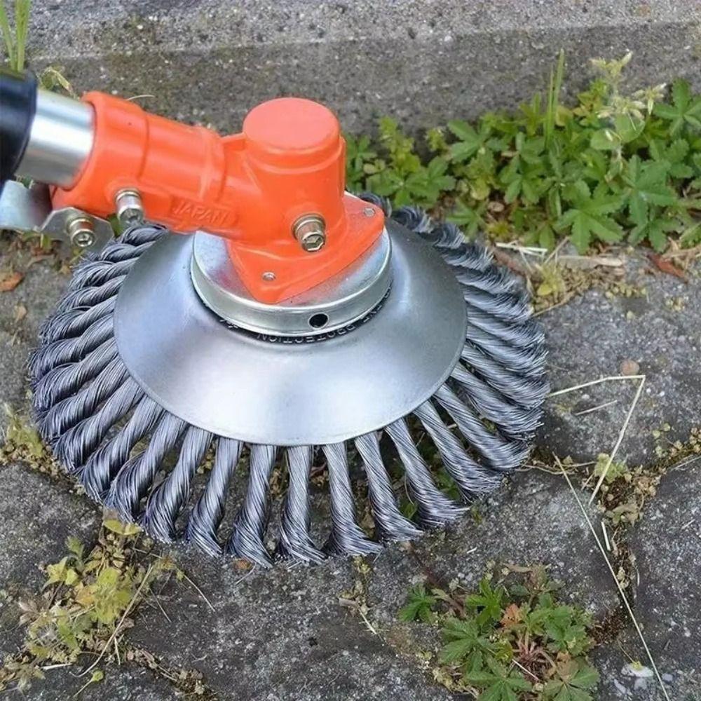 Round Weed Brush Cutter Head Knotted Steel Wire Weed Trimmer Disc Grass Trimmer Head Garden Use